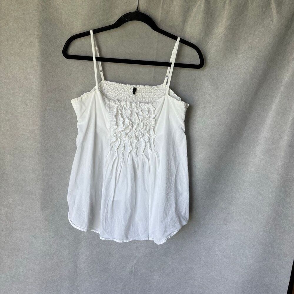 Vintage Stile Benetton United Colors White 100% Cotton Babydoll Top Ruffles Y2K